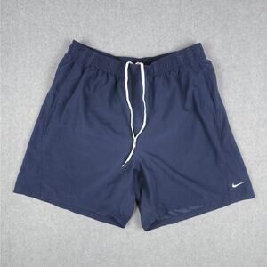 Nike Mens Large Navy Blue Volley Swim Shorts Drawstring and Pockets